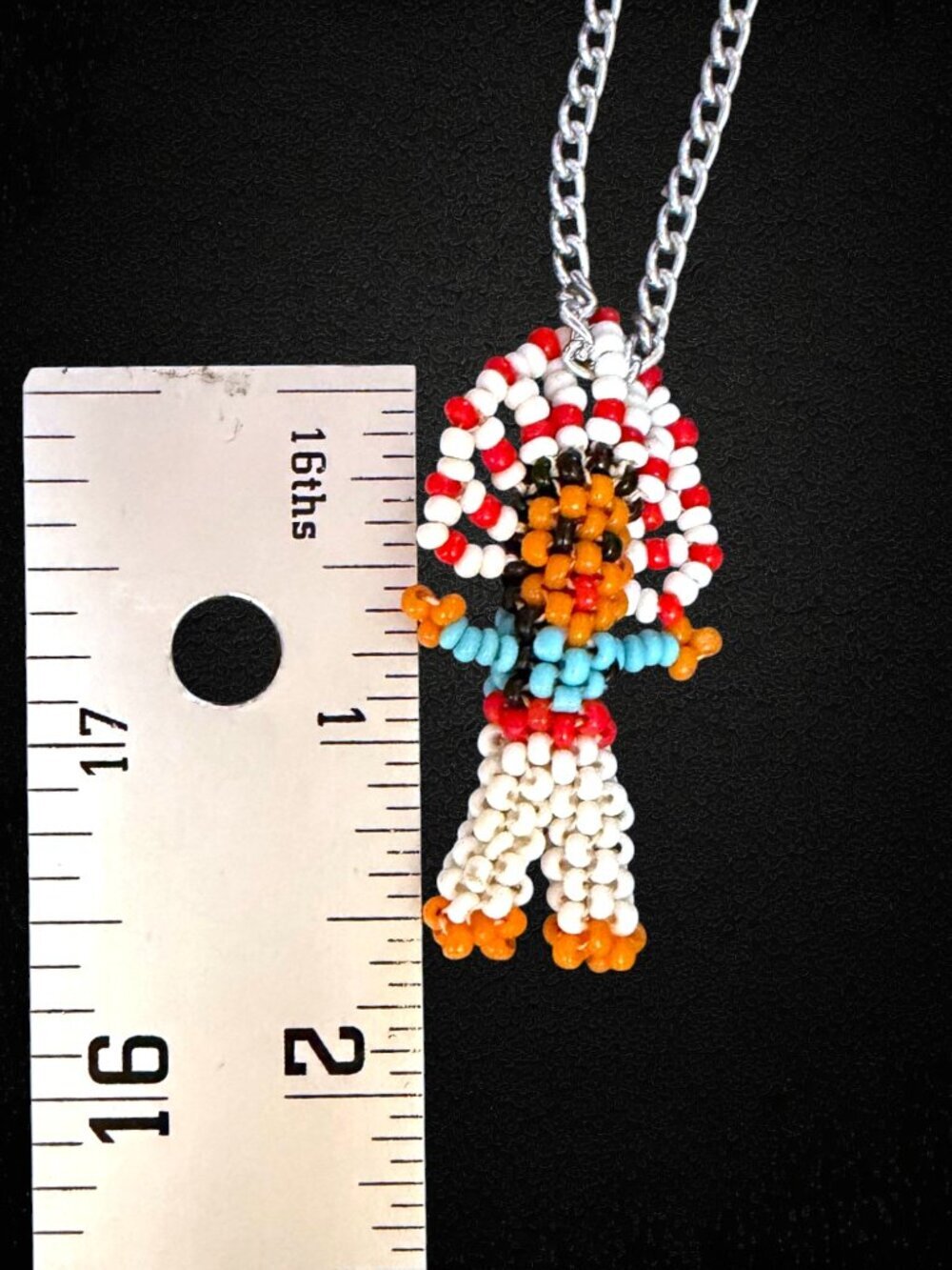 Vintage Native American Style Beaded Doll Pendant Necklace Seed Bead Figure - Picture 3 of 4